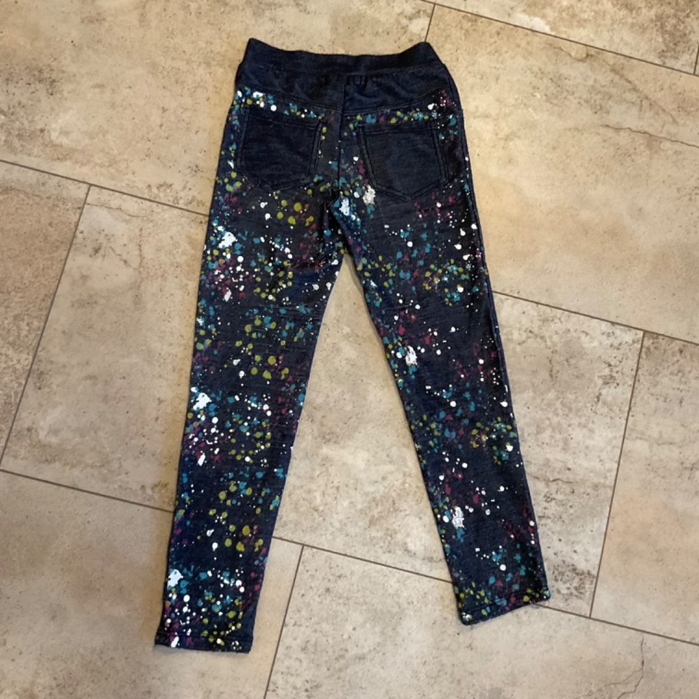 Ta-Eam Collection Girls Stretch Pants Blue Paint Splatter Sz M (5) - Picture 7 of 10